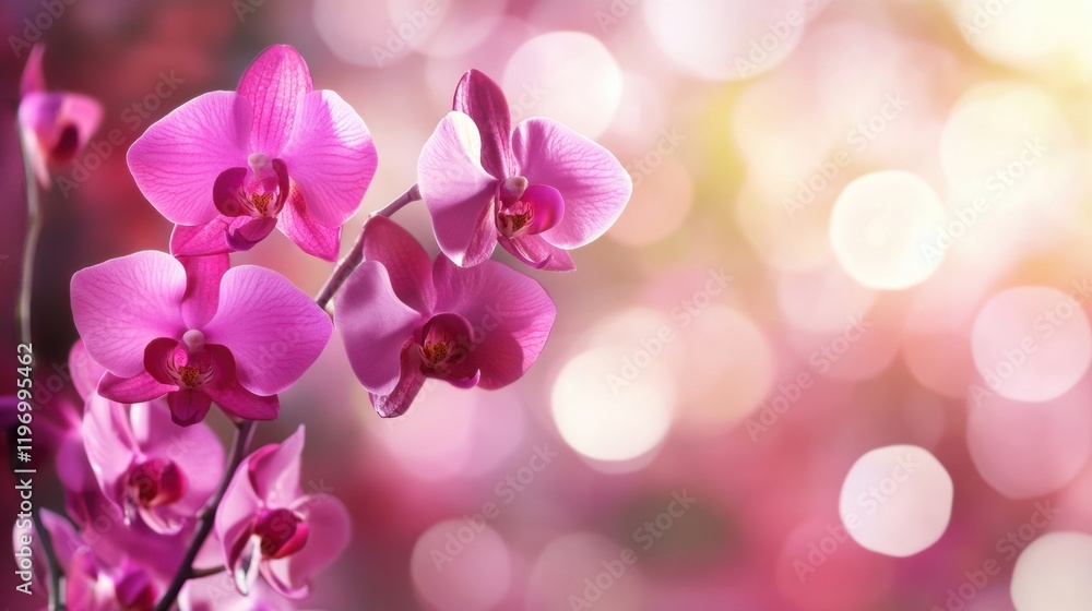 Leinwandbilder vibrant orchid flowers with soft bokeh background suitable for text overlay and elegant mock up disp