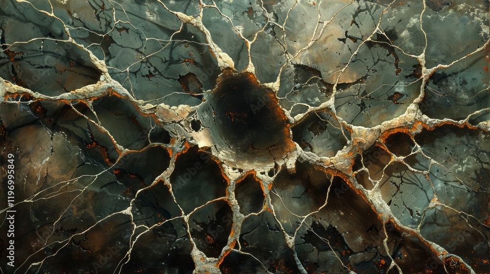 Poster the cracks form an intricate and natural pattern that resembles a web-like structure.