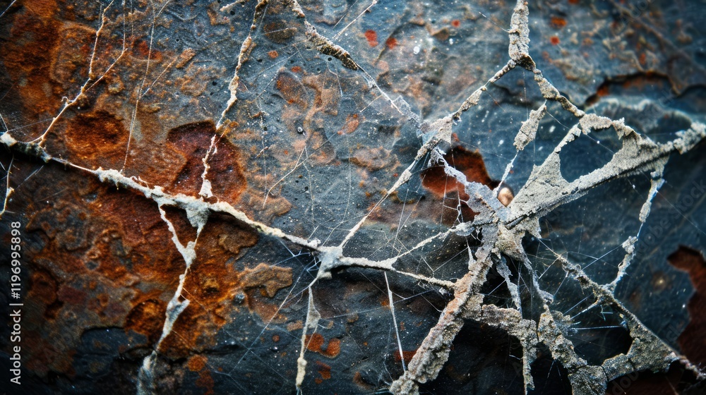 Aufkleber the cracks form an intricate and natural pattern that resembles a web-like structure.