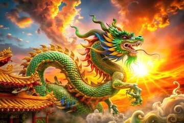 Obraz premium 2024 Year of the Dragon: Double Exposure Chinese Zodiac Art