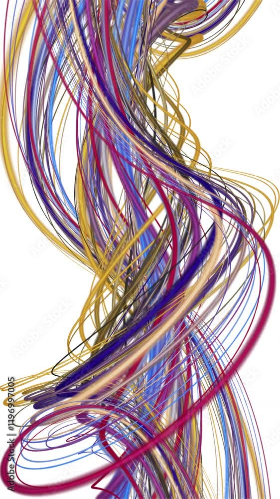 Poster fantastic vertical video animation with stripe wave object in slow motion, 2304x4096 loop 4k