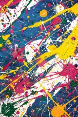 Fototapeta premium Colorful paint splashes on white background. modern abstract art style, vibrant and dynamic, 