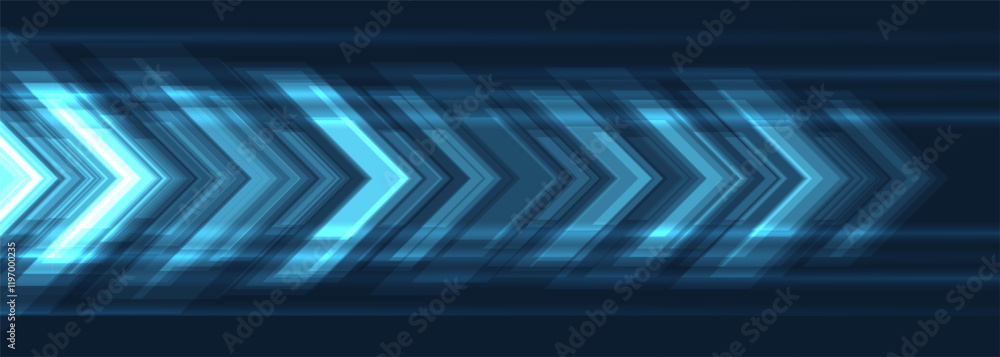 Aufkleber blue technology arrows on dark futuristic abstract background. high-speed movement concept dynamic m