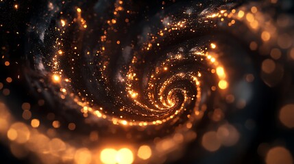 A mesmerizing whirlpool of fractal shapes and glowing sparks