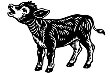 Baby Calf white background vector art illustration
