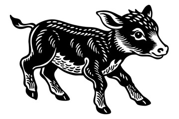 Baby Calf white background vector art illustration