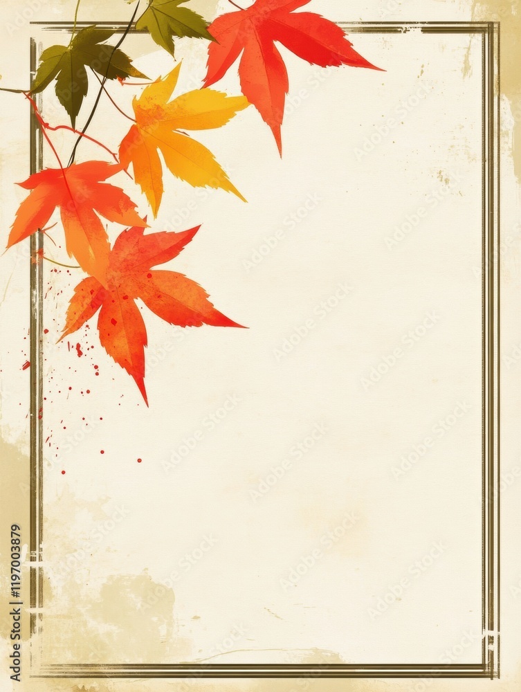 Poster colorful autumn leaves frame with ample space for text and design elements perfect for creative proj