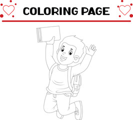 cute diverse college student coloring page for kids
