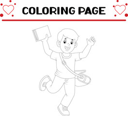 cute diverse college student coloring page for kids