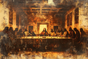 The Last Supper in Vintage Artistic Style

