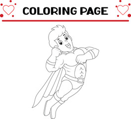 strong superhero man flying coloring page for kids