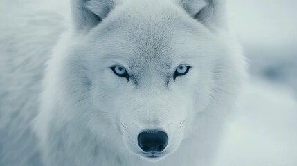Obraz premium Arctic Wolf Portrait: Majestic Gaze of a Winter Predator