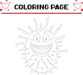 collection viruses cartoon bacteria emoticon character coloring page for kids