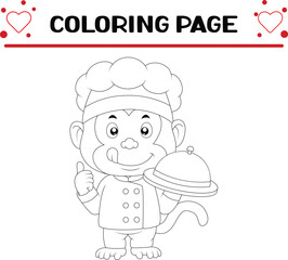 cute monkey coloring page for kids