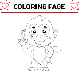 cute monkey coloring page for kids