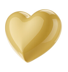 Golden Glossy Heart Shape 3D Render Illustration Digital Art Design Element Romantic Love Valentine Day Decoration Perfect for Greeting Cards Websites and Social Media Posts Unique Shiny Heart        