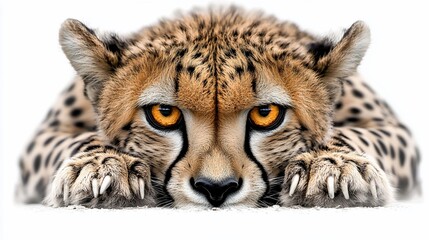 Fototapeta premium Close-up of a cheetah with intense gaze.