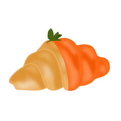 ครัวซองราดซอสชาไทย มีใบมิ้นวางตกแต่ง ใช้ในการตกแต่งหรือเป็นภาพประกอบ