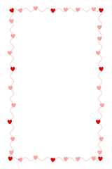 Border frame design concept of Curved line with pink hearts isolated on white background - vector illustration
