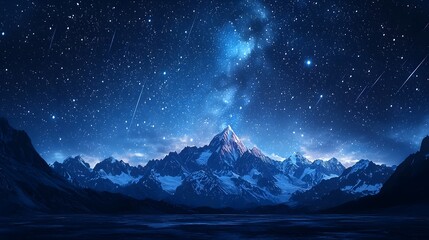 Mesmerizing Starry Night Sky Above Majestic Mountain Landscape