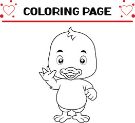 cute baby duck mascot pack coloring page for kids