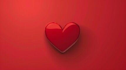 A single red heart with a shadow on a red background.