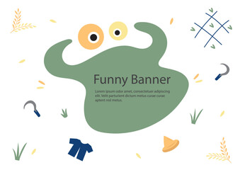 cute and funny banner with cow theme vector o n background