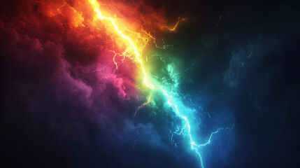 Fototapeta premium 虹色のエネルギーの稲妻