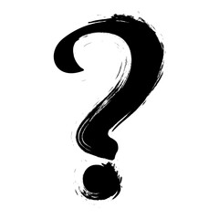 Question mark in grunge brush stroke style. Question and answer mark black icon. Vector illustration isolated on white background.