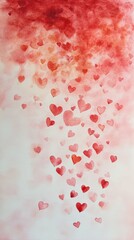 Watercolor Hearts Pattern Background for Happy Valentine's Day Card.