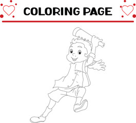 boy is drinking juice  coloring page for kids