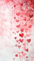 Watercolor Hearts Pattern Background for Happy Valentine's Day Card.