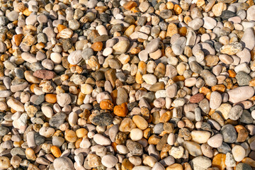 Texture of sea pebbles. Nature background 