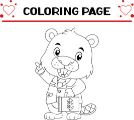 cute beaver animal coloring page for kids
