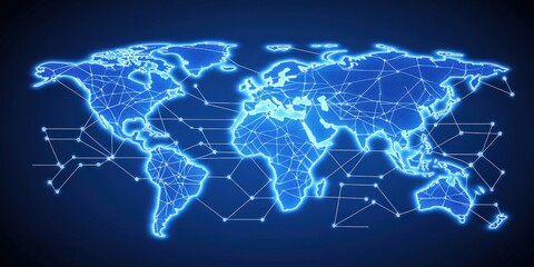 Fototapeta premium Global network connection, world map, digital, technology, background
