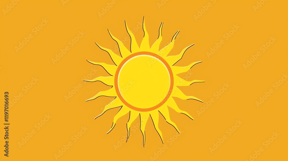 Canvas Prints A stylized sun graphic on a yellow background.