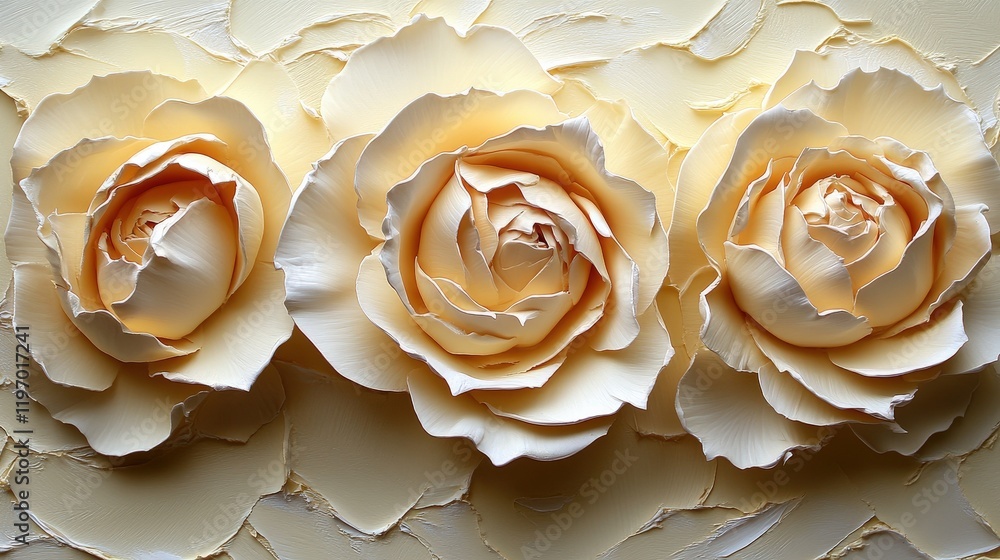 Poster cream roses on textured background with soft light highlights showcasing elegant floral design and s