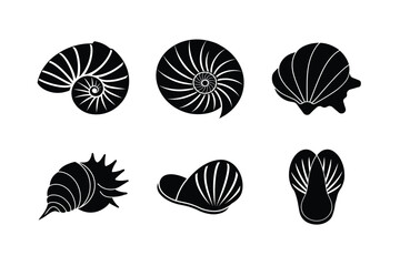 set of silhouettes of icon 