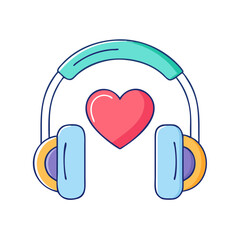 headphones and heart vector icon, headphones and heart vector illustration -simple illustration of headphones and heart, perfect for headphones and heart logos and icons and themed design 
