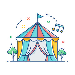 music festival tent vector icon, music festival tent vector illustration -simple illustration of music festival tent, perfect for music festival tent logos and icons and themed design 