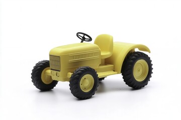 Yellow Model Tractor Isolated on White Background