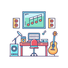 music studio setup vector icon, music studio setup vector illustration -simple illustration of music studio setup, perfect for music studio setup logos and icons and themed design 