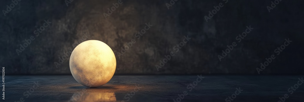 Poster softly glowing sphere in an empty space invites creativity and imagination for text placement and de