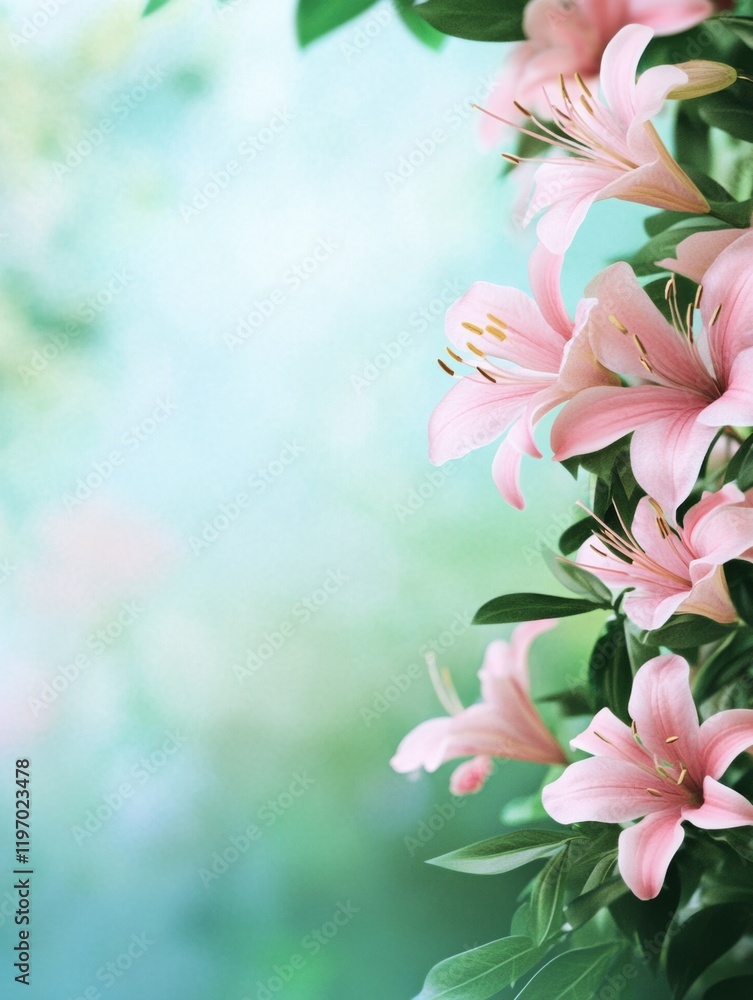 Leinwandbilder delicate pink flowers enhance the tranquil background with inviting copy space for text placement. g