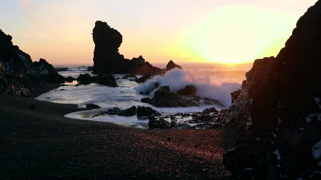 The Beach Djupalonssandur at the Snaefellsnes Peninsula in Iceland, Europe