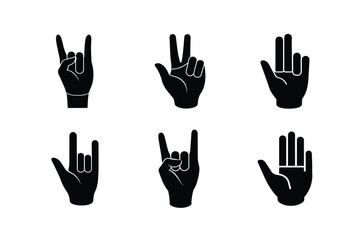 set of silhouettes of icon 