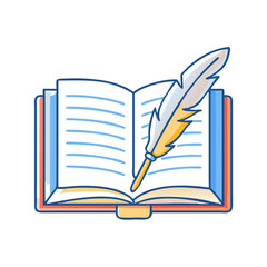 book with quill pen vector icon, book with quill pen vector illustration -simple illustration of book with quill pen, perfect for book with quill pen logos and icons and themed design 