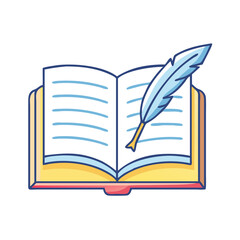 book with quill pen vector icon, book with quill pen vector illustration -simple illustration of book with quill pen, perfect for book with quill pen logos and icons and themed design 