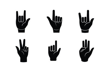 set of silhouettes of icon 