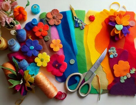 Filzblumen DIY-Set Mock-Up &ndash; Kreative Bastelmaterialien und Blumen aus Filz